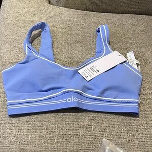 ALO Yoga Airbrush Heart Throb Bra in Blue and White
